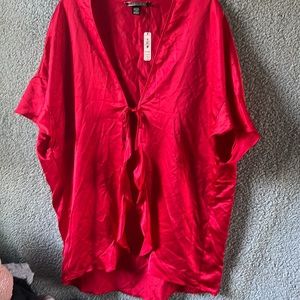 Victoria secret red love ruffle robe one size